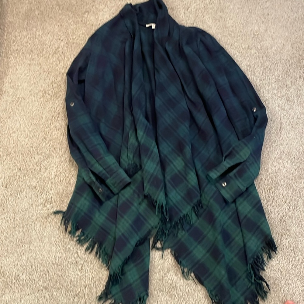Green navy plaid shirt jacket size small